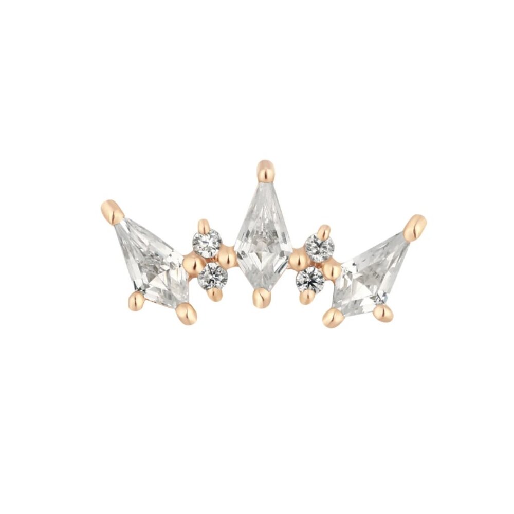 Buddha Jewelry Organics Scandalous 14k Rose Gold Kite CZ Threadless End EUC